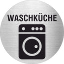 Piktogramm Waschküche aus Edelstahl Piktogramm Waschküche www.abstandshalter-online.com/ Ø60mm 
