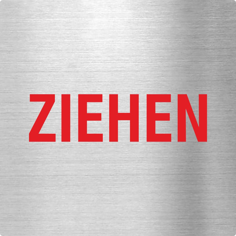 Pikto Ziehen rot Edelstahl Piktogramm Ziehen www.abstandshalter-online.com/ 
