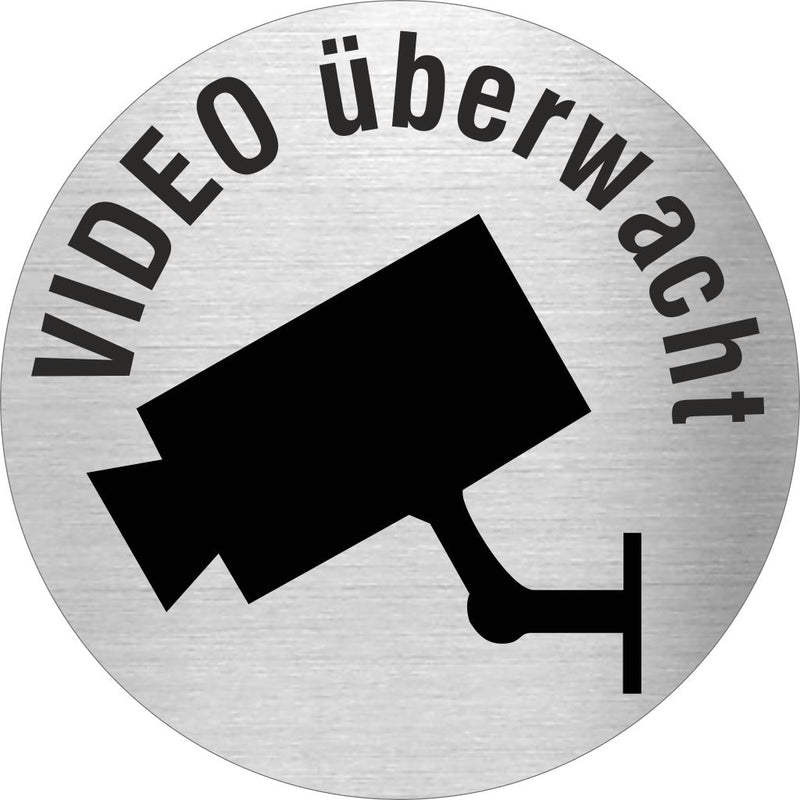 Piktogramm Video überwacht aus Edelstahl Piktogramm Video überwacht www.abstandshalter-online.com/ Ø60mm 