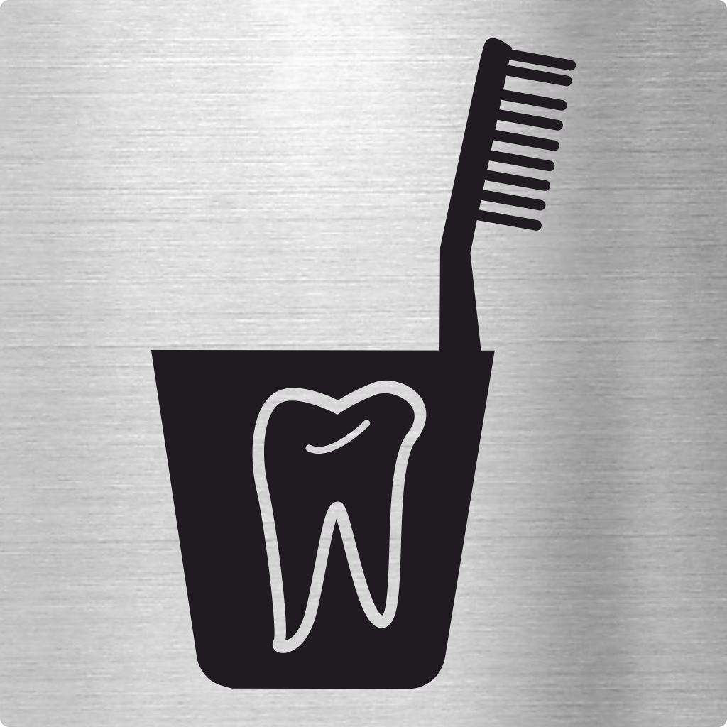 Piktogramm WC Zähne putzen aus Edelstahl Piktogramm WC Zähne putzen 