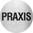 Pikto Praxis Edelstahl Piktogramm Praxis www.abstandshalter-online.com/ Ø60mm 
