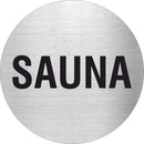 Piktogramm Sauna aus Edelstahl Piktogramm Sauna www.abstandshalter-online.com/ Ø60mm 