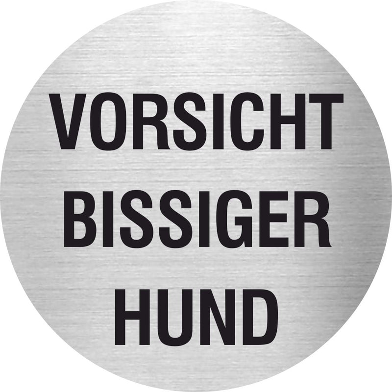 Piktogramm Vorsicht bissiger Hund aus Edelstahl Piktogramm Vorsicht bissiger Hund www.abstandshalter-online.com/ Ø60mm 