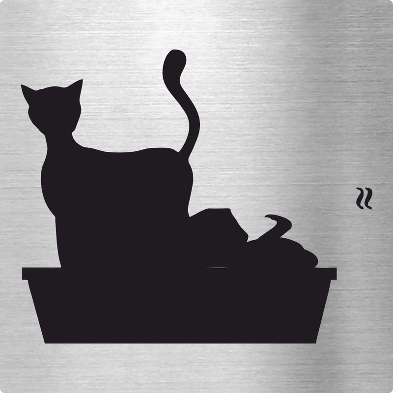 Piktogramm Katzenklo aus Edelstahl Piktogramm Katzeklo www.abstandshalter-online.com/ 70x70mm 