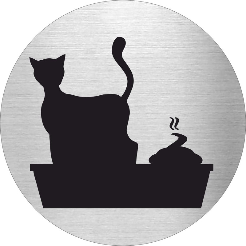 Piktogramm Katzenklo aus Edelstahl Piktogramm Katzeklo www.abstandshalter-online.com/ Ø60mm 