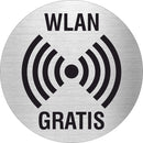 Piktogramm WLAN Gratis aus Edelstahl Piktogramm WLAN Gratis www.abstandshalter-online.com/ Ø60mm 