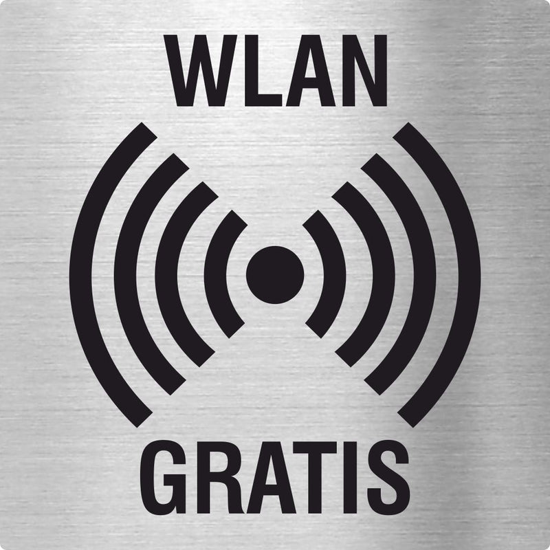 Piktogramm WLAN Gratis aus Edelstahl Piktogramm WLAN Gratis www.abstandshalter-online.com/ 70x70mm 