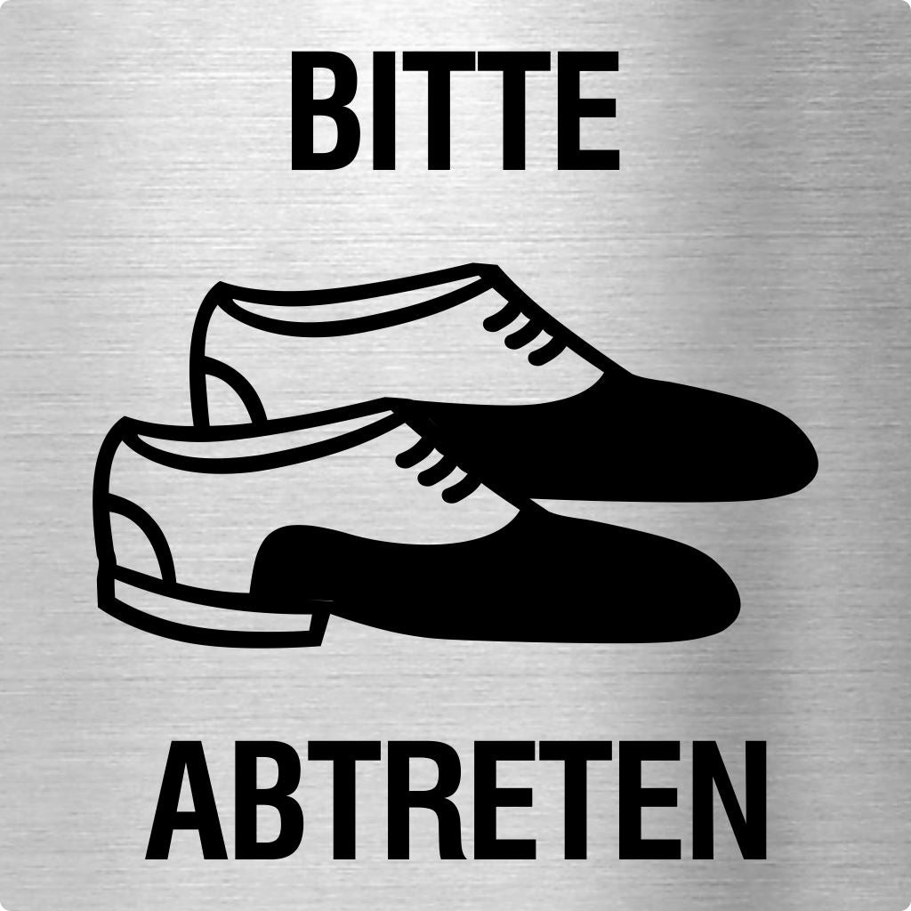 Piktogramm Bitte Schuhe abtreten aus Edelstahl Piktogramm Bitte Schuhe abtreten 