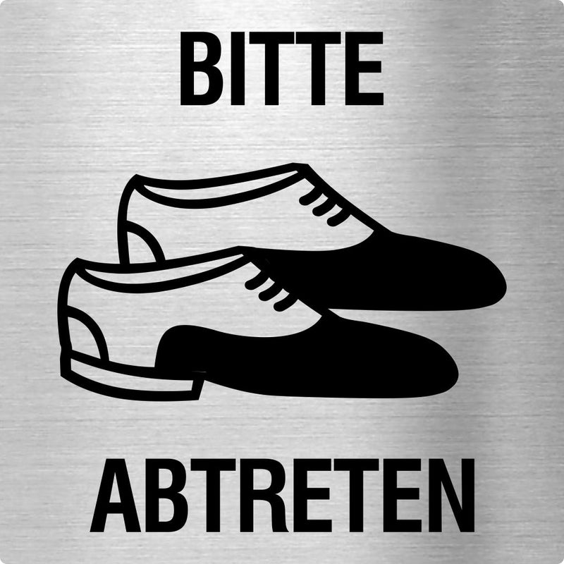 Piktogramm Bitte Schuhe abtreten aus Edelstahl Piktogramm Bitte Schuhe abtreten www.abstandshalter-online.com/ 70x70mm 