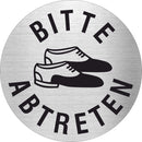 Piktogramm Bitte Schuhe abtreten aus Edelstahl Piktogramm Bitte Schuhe abtreten 