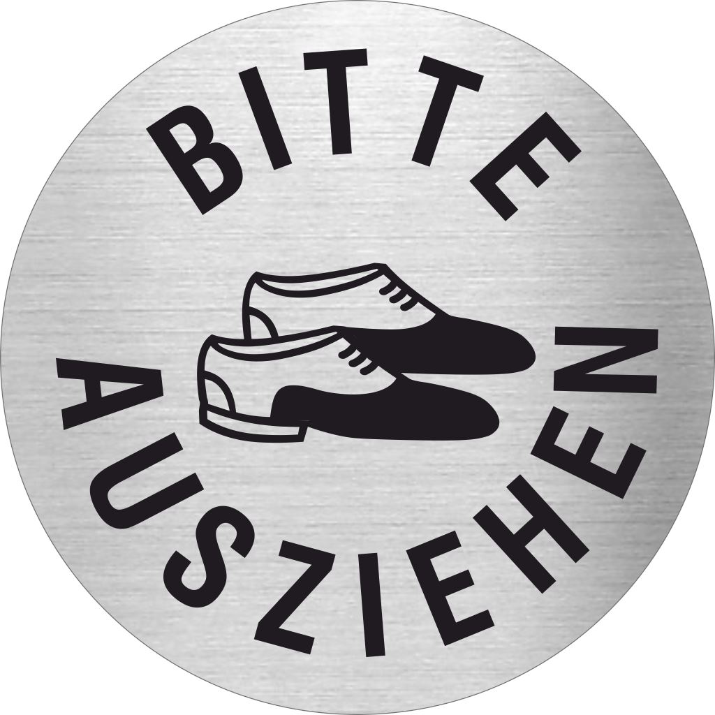 Piktogramm Bitte Schuhe ausziehen aus Edelstahl Piktogramm Bitte Schuhe ausziehen 