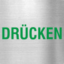 Piktogramm Drücken grün aus Edelstahl Piktogramm Drücken grün 