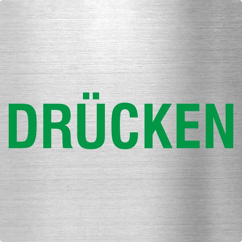 Piktogramm Drücken grün aus Edelstahl Piktogramm Drücken grün 