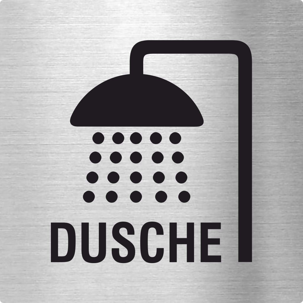 Piktogramme Dusche Pikto/Text Edelstahl Piktogramm Dusche Pikto und Text 