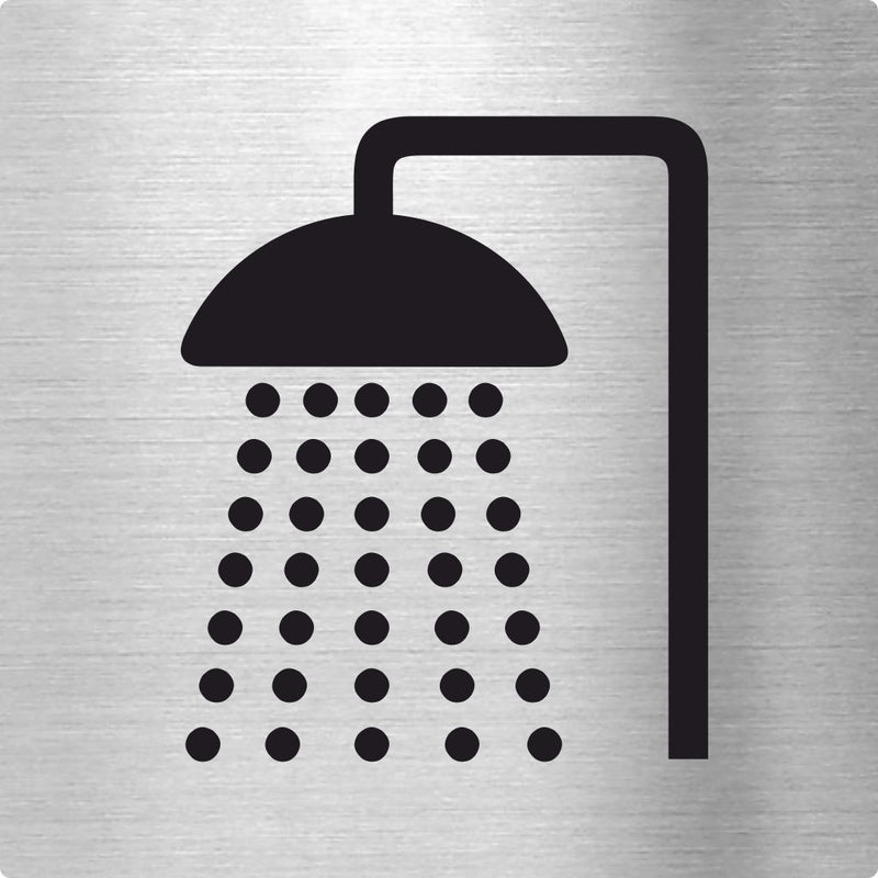 Piktogramme Dusche Edelstahl Piktogramm Dusche Pikto www.abstandshalter-online.com/ 70x70mm 