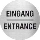 Piktogramm Eingang / Entrance aus Edelstahl Piktogramm Eingang / Entrance www.abstandshalter-online.com/ Ø60mm 