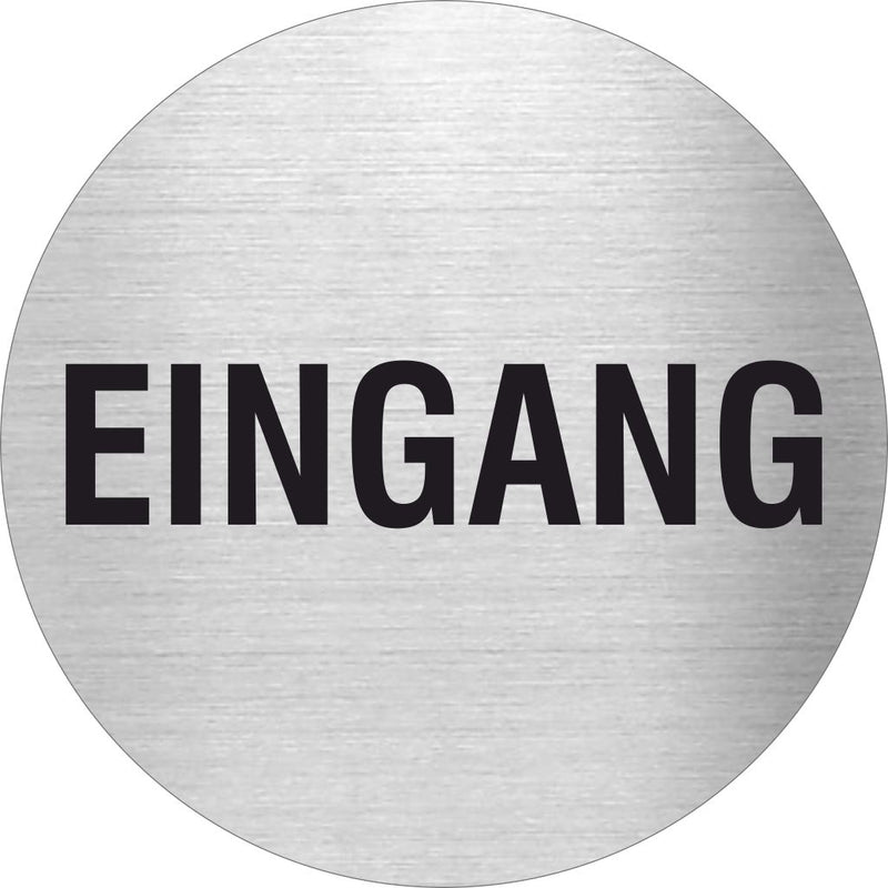 Piktogramm Eingang aus Edelstahl Piktogramm Eingang www.abstandshalter-online.com/ Ø60mm 