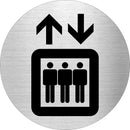 Piktogramm Fahrstuhl aus Edelstahl Piktogramm Fahrstuhl www.abstandshalter-online.com/ Ø60mm 