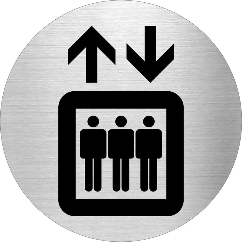 Piktogramm Fahrstuhl aus Edelstahl Piktogramm Fahrstuhl www.abstandshalter-online.com/ Ø60mm 