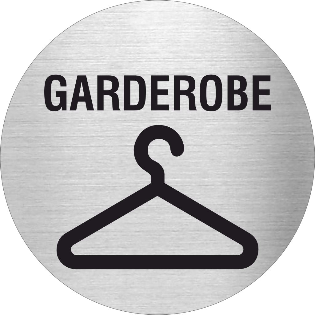 Piktogramm Gaderobe Pikto und Text aus Edelstahl Piktogramm Gaderobe Pikto und Text 
