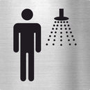 Piktogramme Herren Dusche Edelstahl Piktogramm Herren Dusche www.abstandshalter-online.com/ 70x70mm 