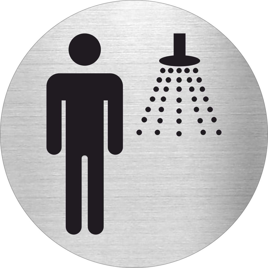 Piktogramme Herren Dusche Edelstahl Piktogramm Herren Dusche www.abstandshalter-online.com/ Ø60mm 
