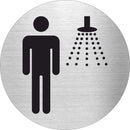 Piktogramme Herren Dusche Edelstahl Piktogramm Herren Dusche www.abstandshalter-online.com/ Ø60mm 