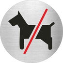 Piktogramm Hunde verboten Strich rot aus Edelstahl Piktogramm Hunde verboten Strich rot www.abstandshalter-online.com/ 