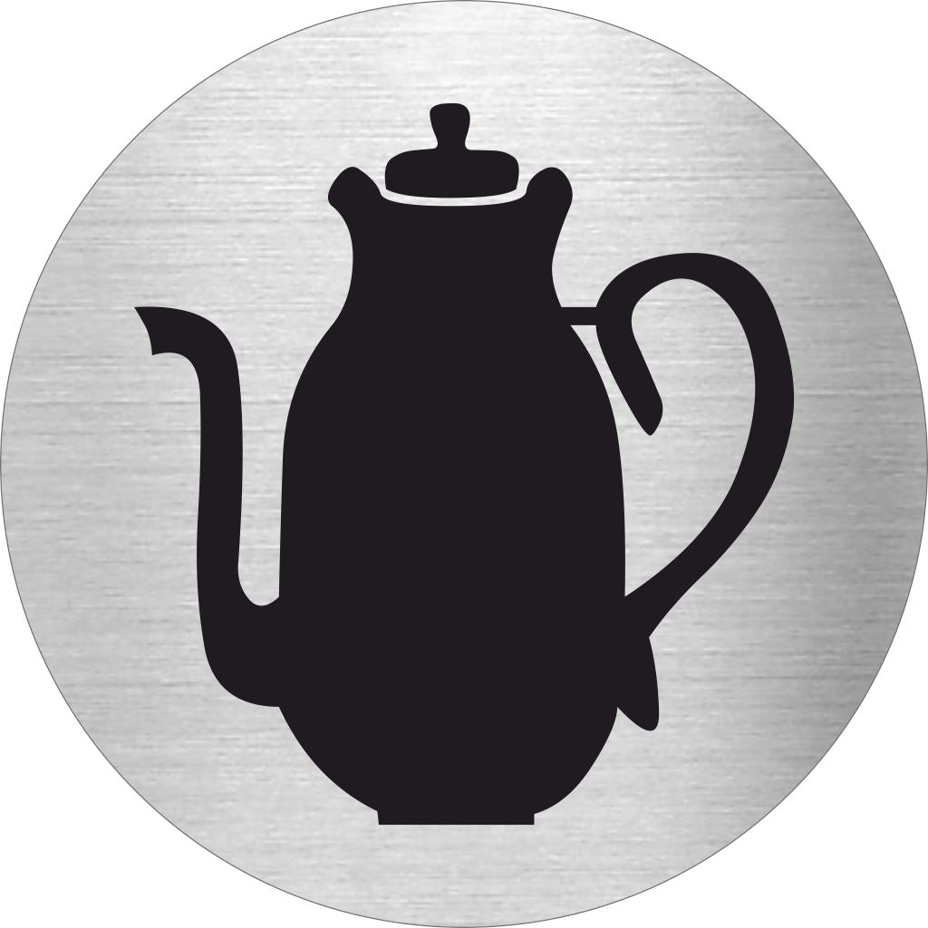 Piktogramm Kaffeeküche aus Edelstahl Piktogramm Kaffeeküche www.abstandshalter-online.com/ Ø60mm 