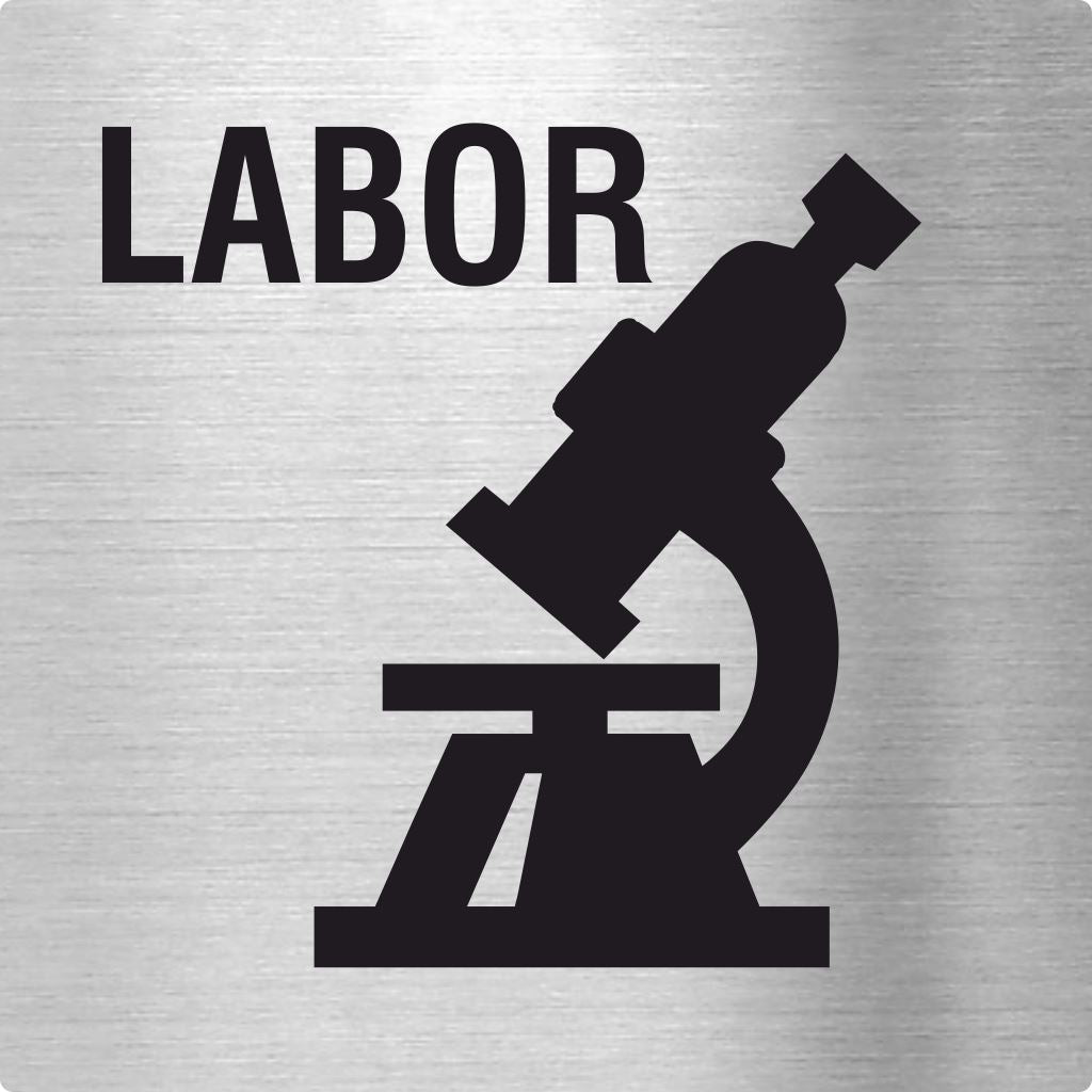 Piktogramm Labor Pikto und Text aus Edelstahl Piktogramm Labor Pikto und Text 
