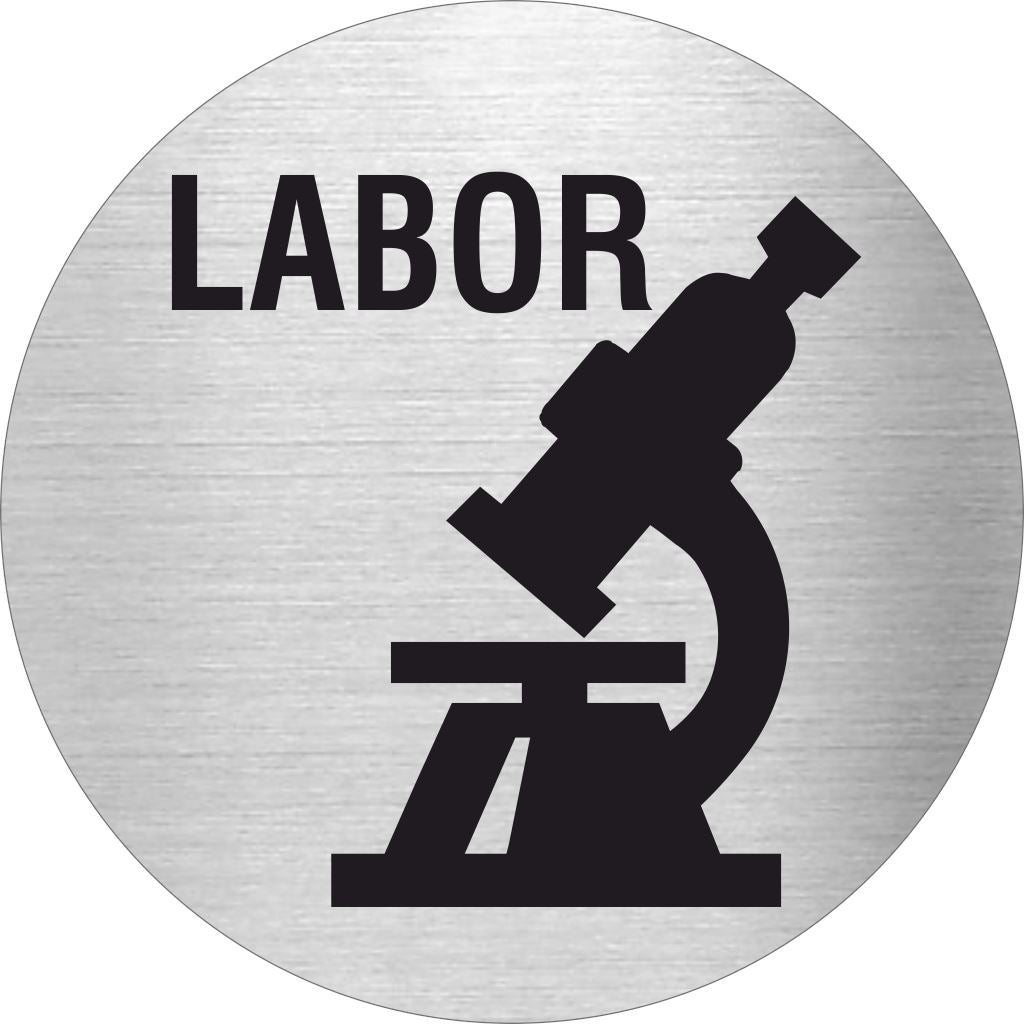 Piktogramm Labor Pikto und Text aus Edelstahl Piktogramm Labor Pikto und Text 