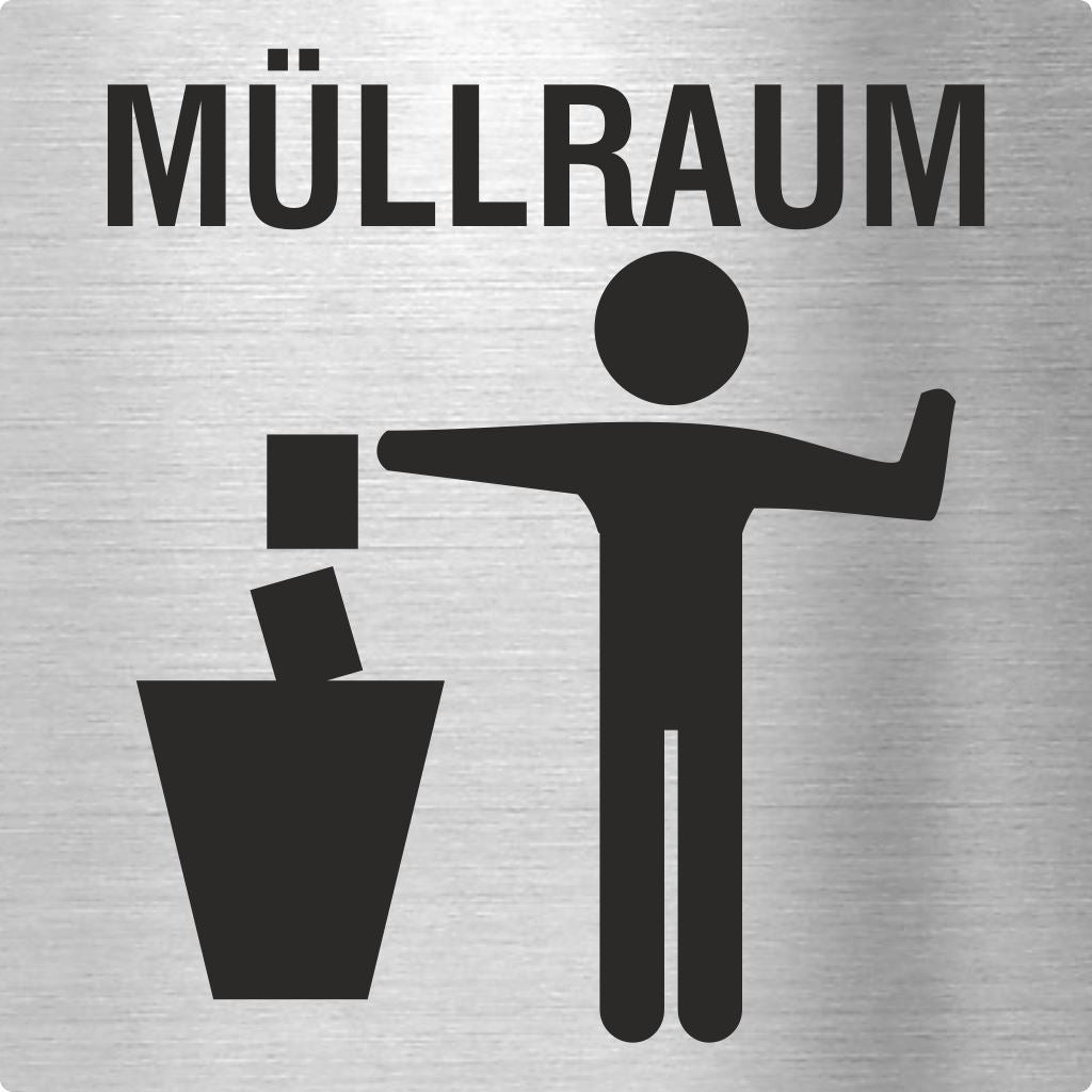 Piktogramm Müllraum 01 aus Edelstahl Piktogramm Müllraum 01 www.abstandshalter-online.com/ 70x70mm 