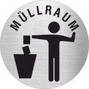 Piktogramm Müllraum 01 aus Edelstahl Piktogramm Müllraum 01 www.abstandshalter-online.com/ Ø60mm 