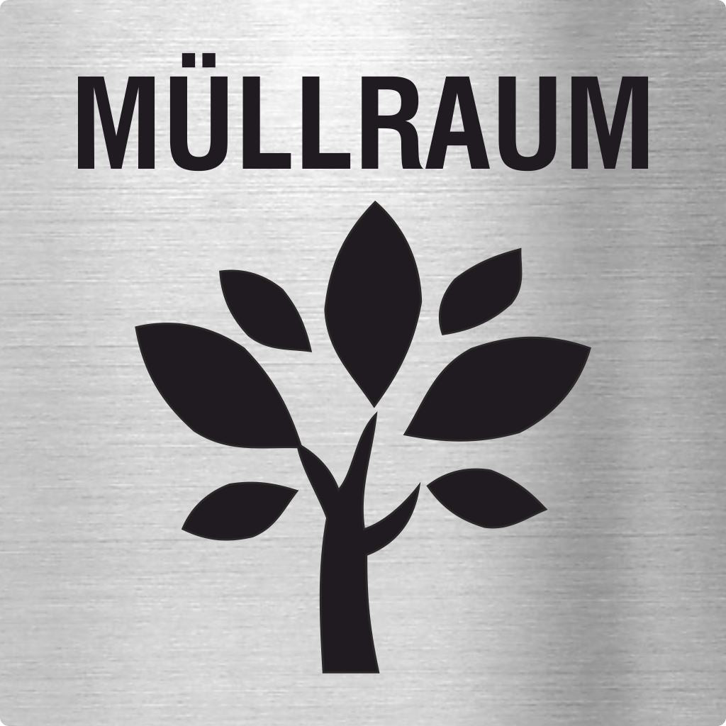 Piktogramm Müllraum aus Edelstahl Piktogramm Müllraum www.abstandshalter-online.com/ 70x70mm 