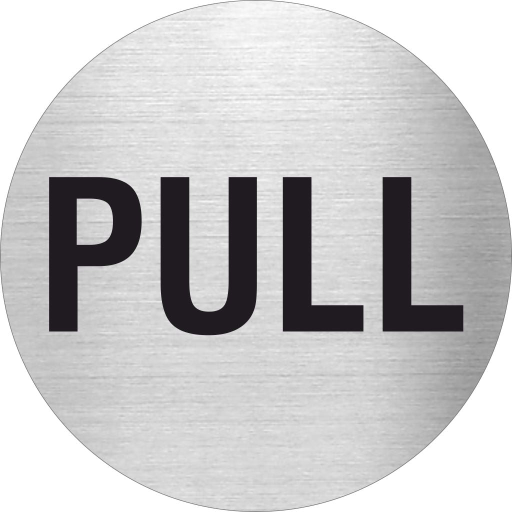 Pikto Pull Edelstahl Piktogramm Pull www.abstandshalter-online.com/ Ø60mm 