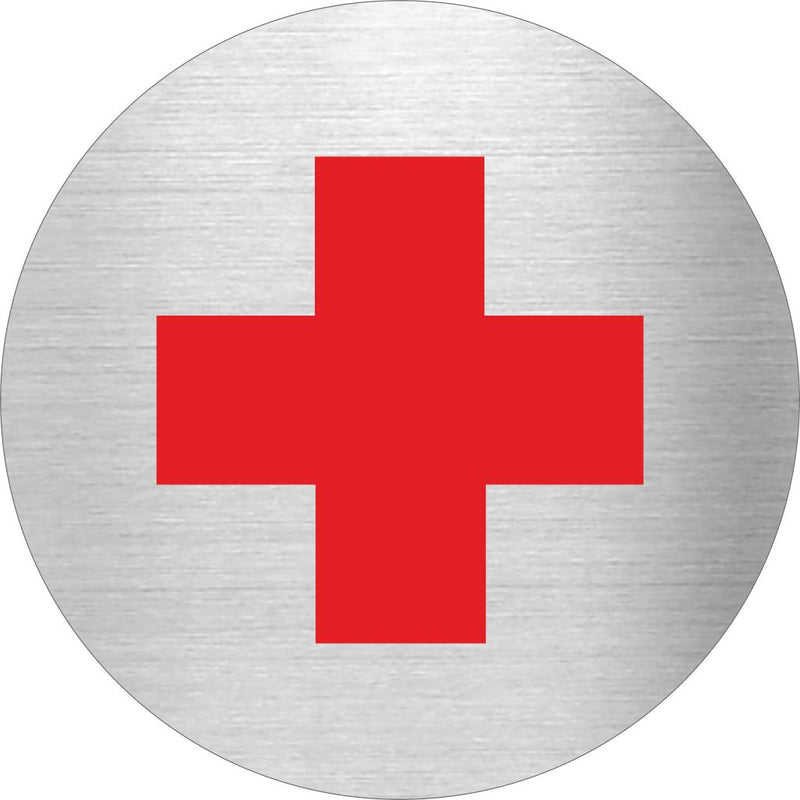 Piktogramm Rot Kreuz aus Edelstahl Piktogramm Rot Kreuz www.abstandshalter-online.com/ Ø60mm 