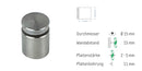 Abstandshalter mit Madenschraube - Ø 15 mm WA: 15 oder 20 mm aus Edelstahl - Bosau Abstandshalter Bosau mit Inbus Klemmbereich 2-5mm abstandshalter-online.com Für Materialstärke von 2 bis 5 mm | Wandabstand 15 mm Ohne Montagematerial 