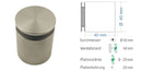 Abstandshalter Mühbrook mit Linksgewinde für 8 - 20 mm Plattenstärke aus Edelstahl Abstandshalter Mühbrook zum Schrauben Klemmbereich 3-18mm abstandshalter-online.com WA 40mm | Klemmbereich 8-20mm Ohne Montagematerial 