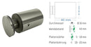 Abstandshalter mit Madenschraube - Ø 30 mm WA: 20 / 30 / 40mm aus Edelstahl 